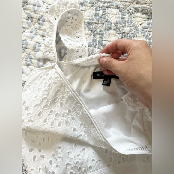 Banana Republic White Tiered Midi Sundress bodycon eyelet white size 00P - Picture 8 of 8